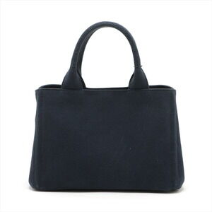 Prada Handbag Canvas Canapa Blue Navy
